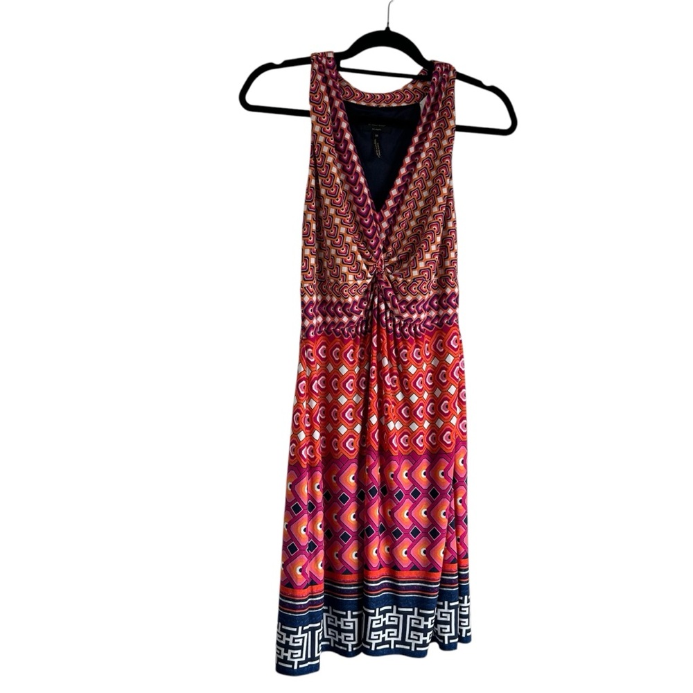 laundry by Shelli Segal Pop Orange Multi Sleeveless Halter Dress Lined Size 10